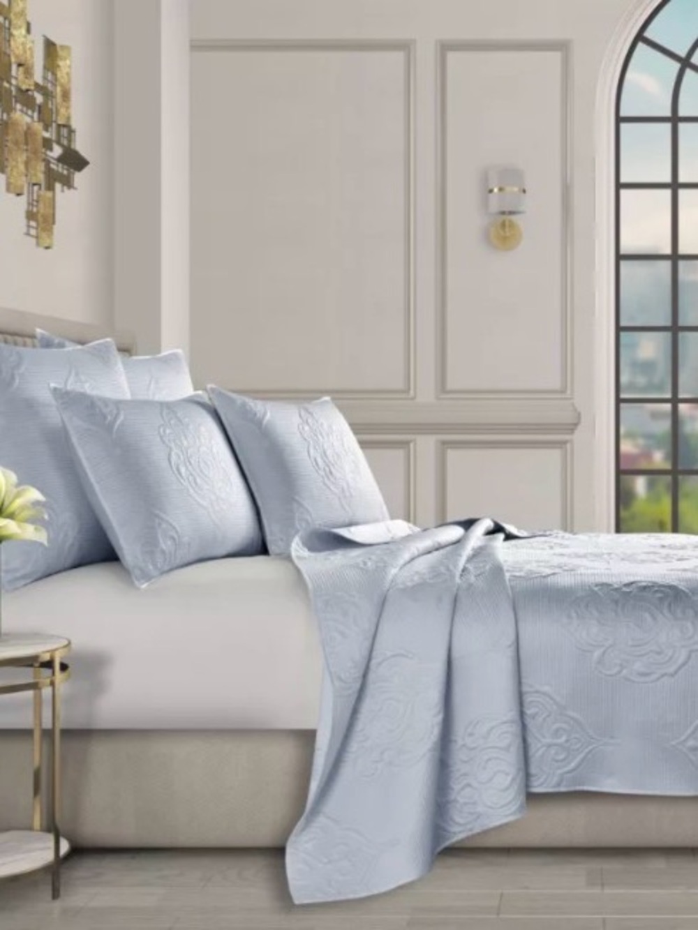 J Queen Riviera King Coverlet Set in Powder Blue